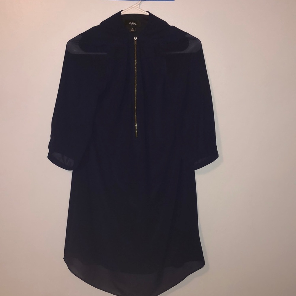 navy blue three quarter sleeve dress